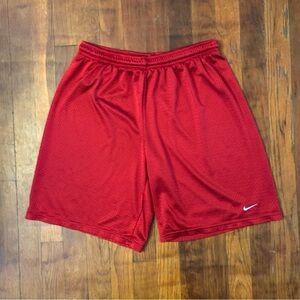 Vintage Y2K Nike Swoosh Logo Red White Mesh Athletic Athleisure Shorts S